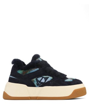 Naked Wolfe Crash Hairy Cow Suede Wol Sneakers Dames Donkerblauw | BDW362MR