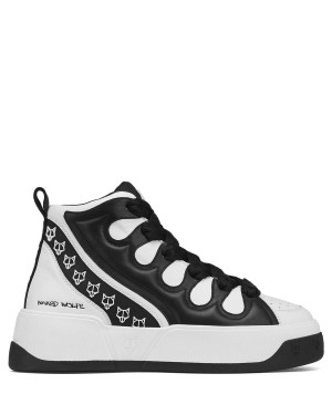 Naked Wolfe King Leren Sneakers Heren Zwart Wit | NNO1636CF