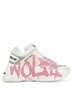 Naked Wolfe Track Logo Sneakers Dames Wit Roze | EWZ9436EA