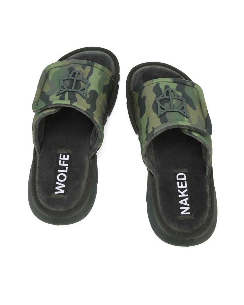 Naked Wolfe Alaska Badeslippers Heren Groen Zwart | MGU9016HD