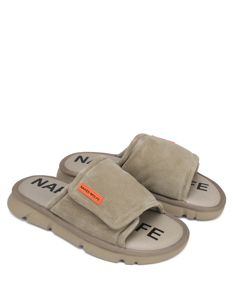 Naked Wolfe Alaska Suede Badeslippers Heren Grijs Bruin | AFQ6139NV