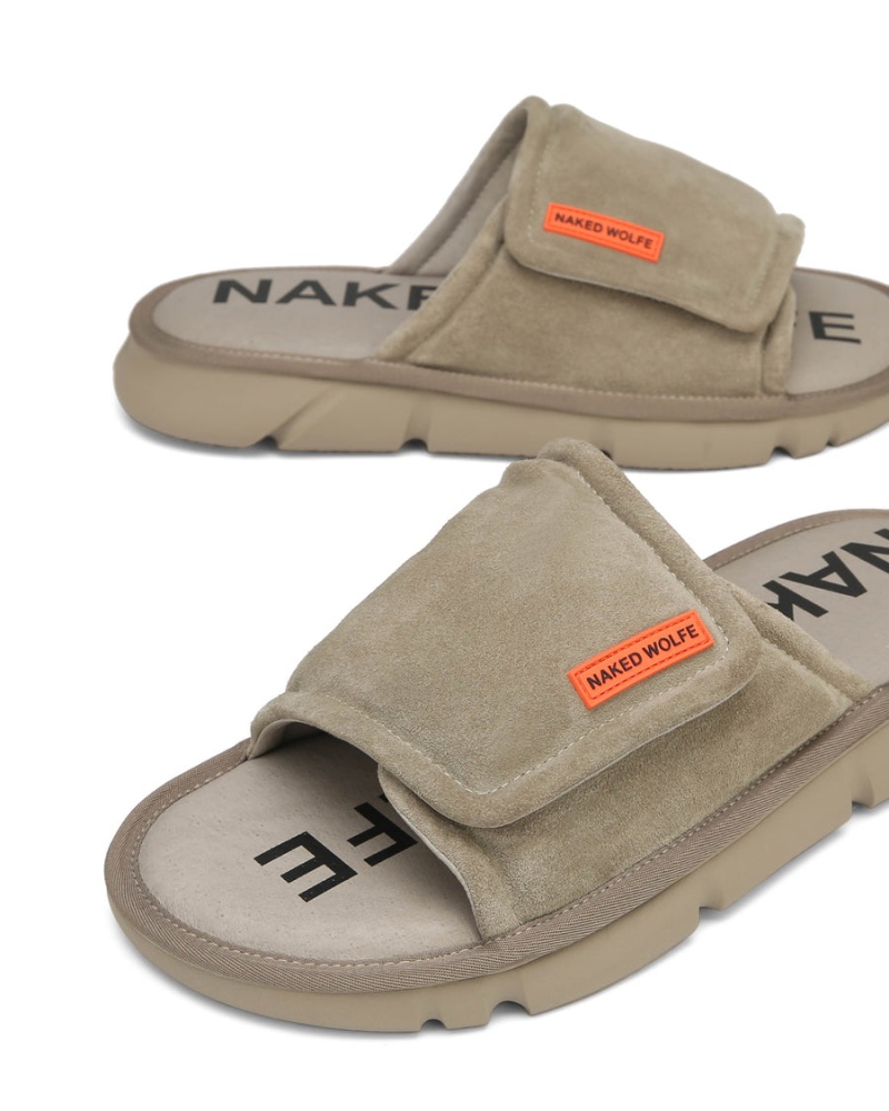 Naked Wolfe Alaska Suede Badeslippers Heren Grijs Bruin | AFQ6139NV