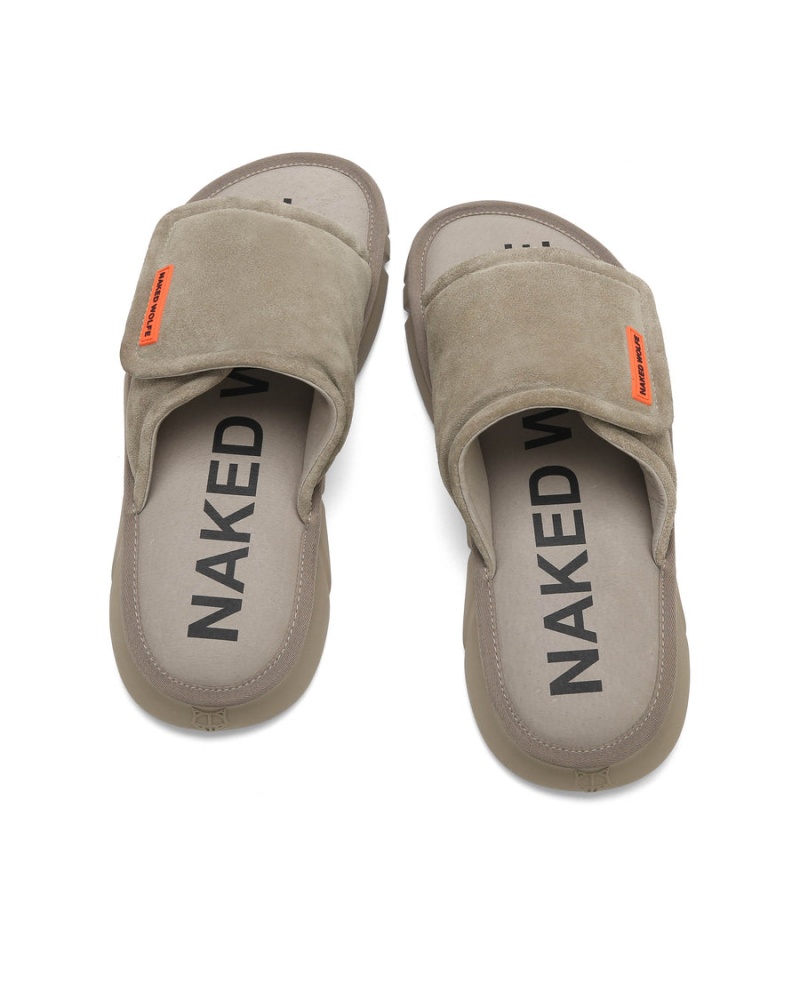 Naked Wolfe Alaska Suede Badeslippers Heren Grijs Bruin | AFQ6139NV