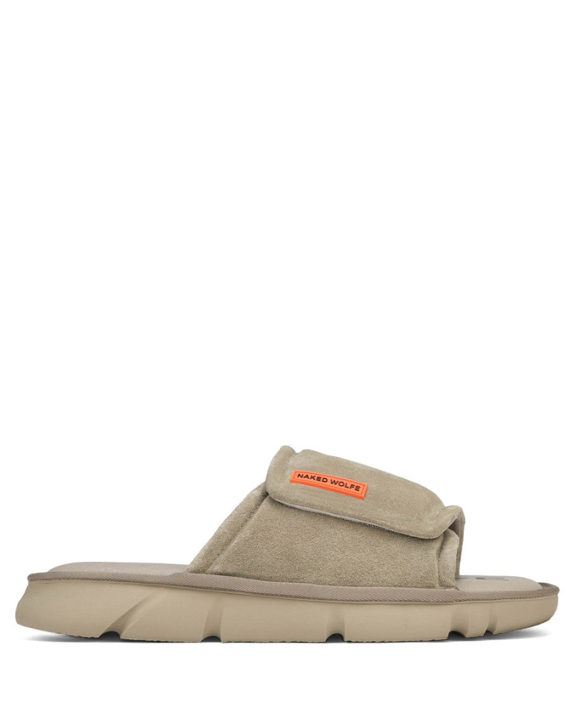 Naked Wolfe Alaska Suede Badeslippers Heren Grijs Bruin | AFQ6139NV