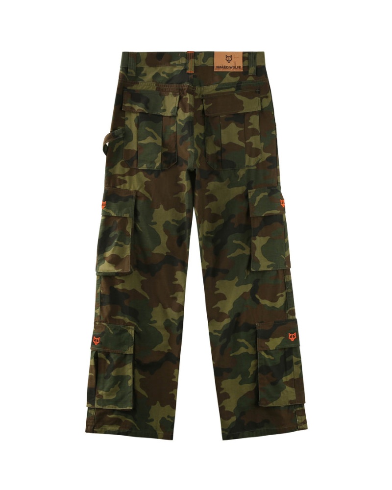 Naked Wolfe Baggy Pocket Cargo Broek Heren Groen Zwart | PWT1160XL