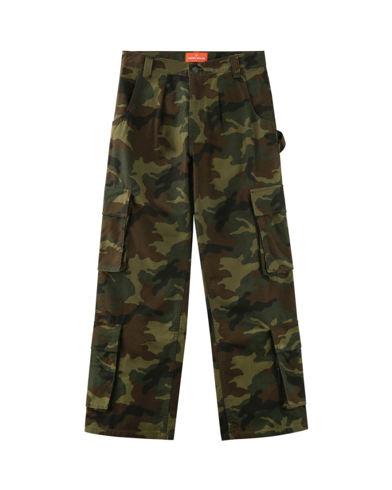 Naked Wolfe Baggy Pocket Cargo Broek Heren Groen Zwart | PWT1160XL