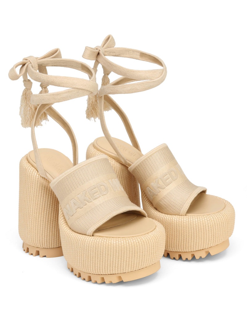 Naked Wolfe Beach Hakken Sandalen Dames Wit Beige | YZO5691HJ