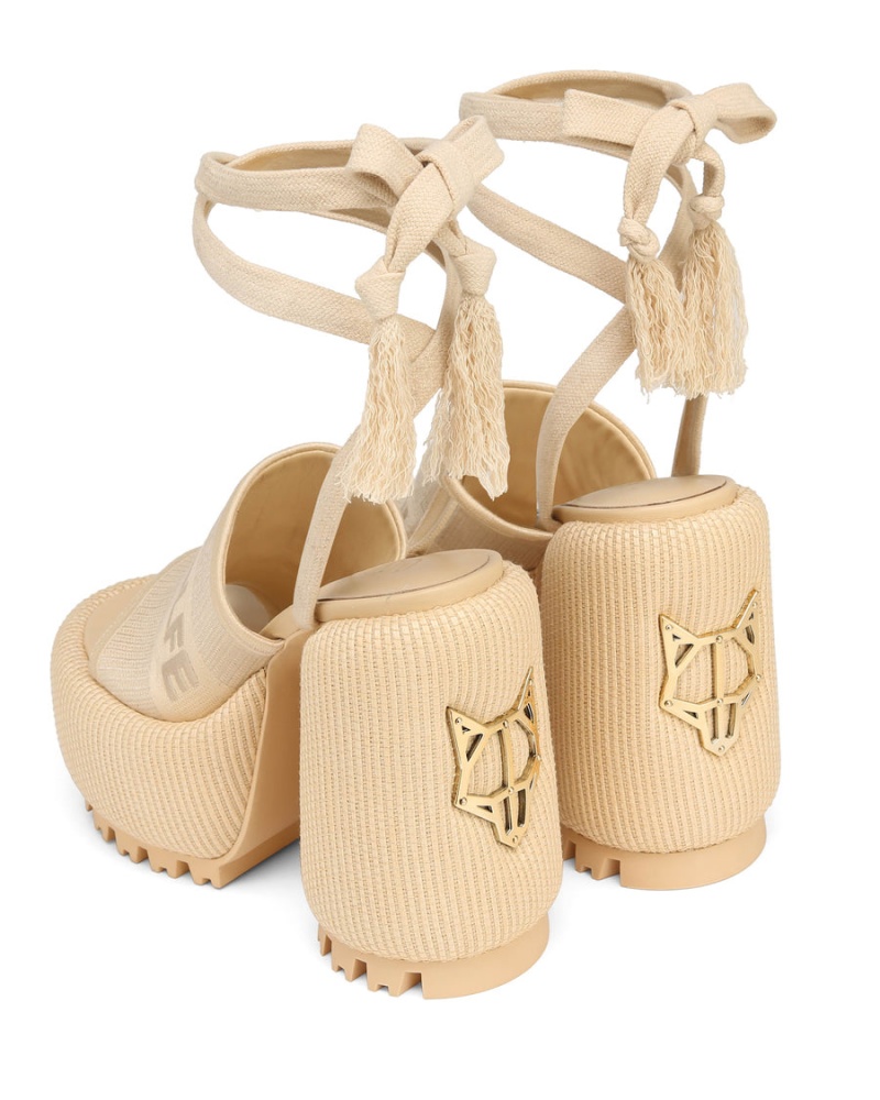 Naked Wolfe Beach Hakken Sandalen Dames Wit Beige | YZO5691HJ