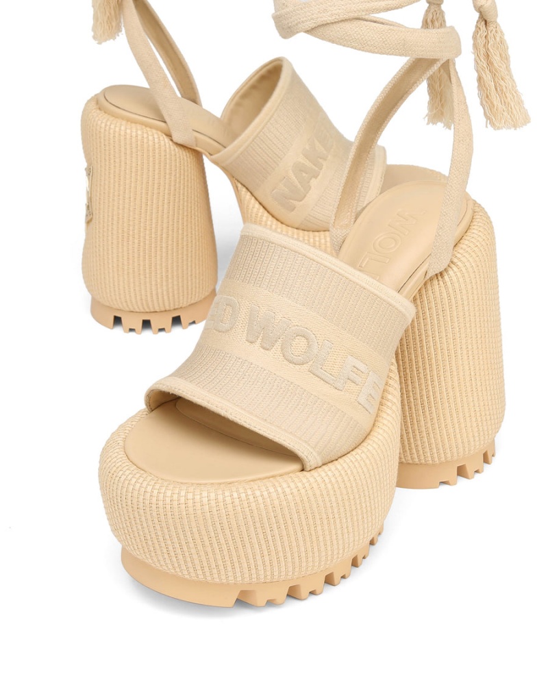 Naked Wolfe Beach Hakken Sandalen Dames Wit Beige | YZO5691HJ