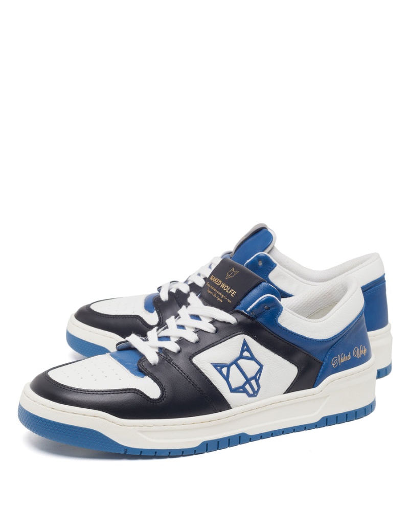 Naked Wolfe CM-01 Leren Sneakers Heren Blauw Zwart Wit | PFU5372HC