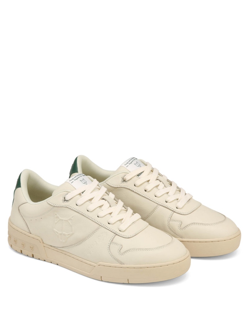 Naked Wolfe Categorie-R Leren Sneakers Heren Beige Groen | YRS5157YH