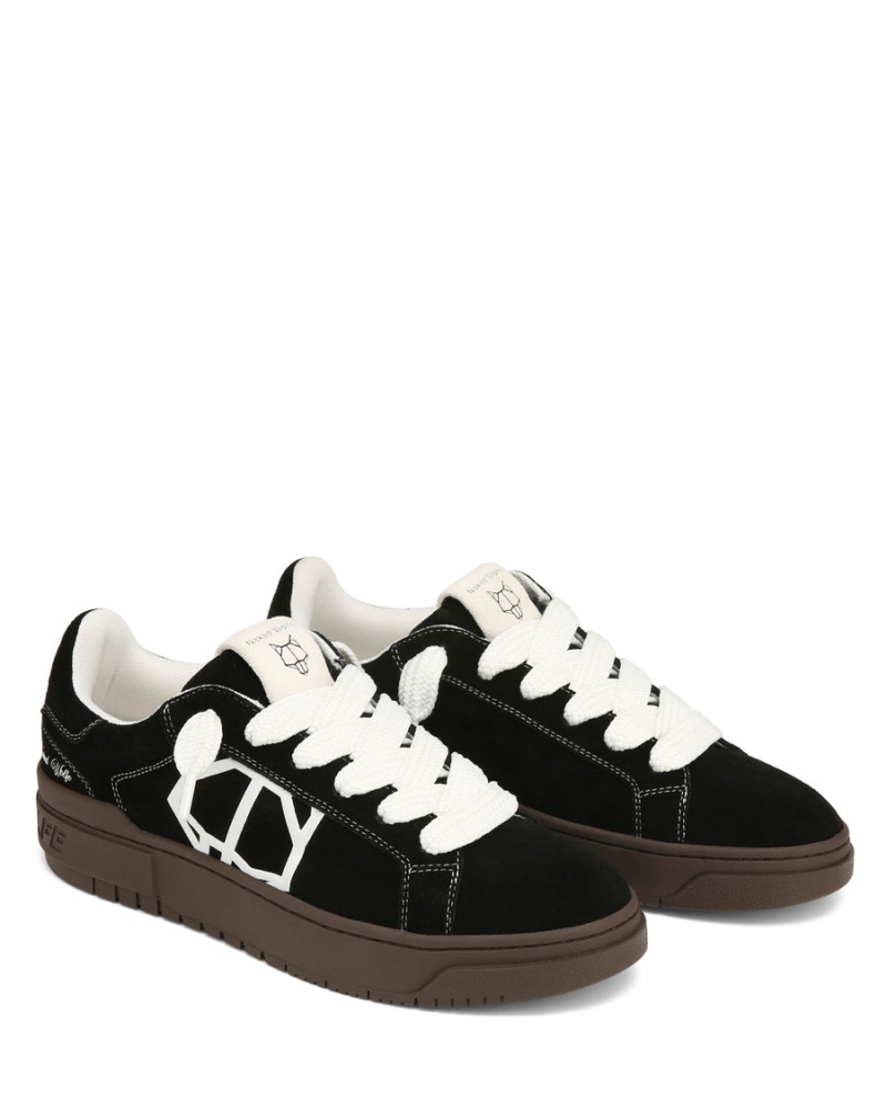 Naked Wolfe Chrome Suede Sneakers Heren Zwart Wit | AGR5232OH