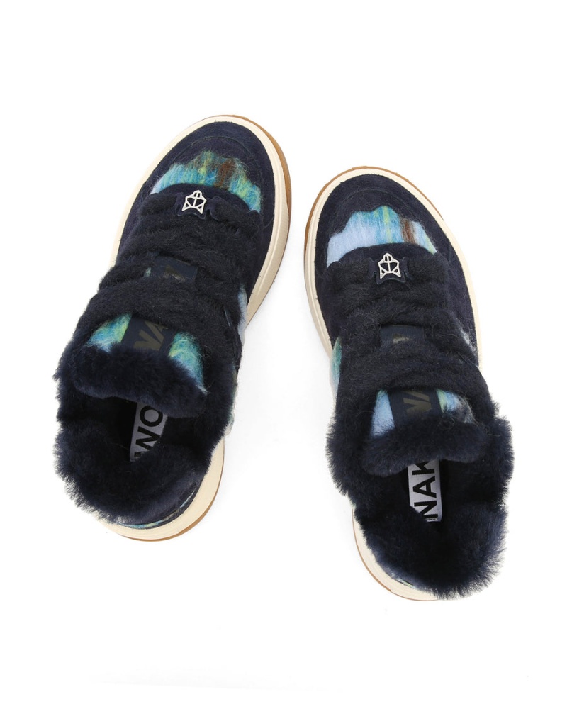 Naked Wolfe Crash Hairy Cow Suede Wol Sneakers Dames Donkerblauw | BDW362MR