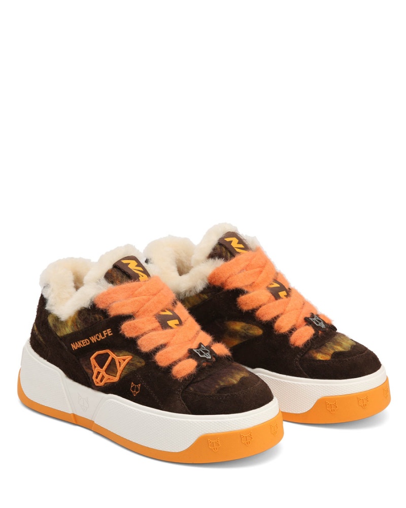 Naked Wolfe Crash Hairy Cow Suede Wol Sneakers Dames Oranje | YRY4550ZT