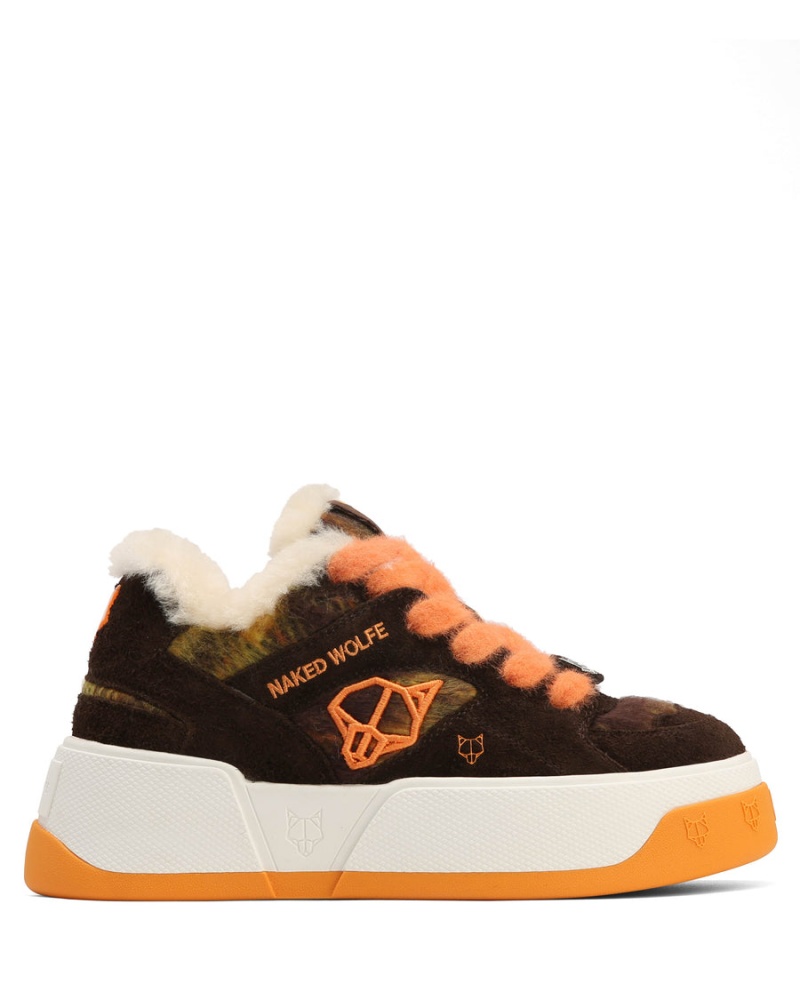 Naked Wolfe Crash Hairy Cow Suede Wol Sneakers Dames Oranje | YRY4550ZT