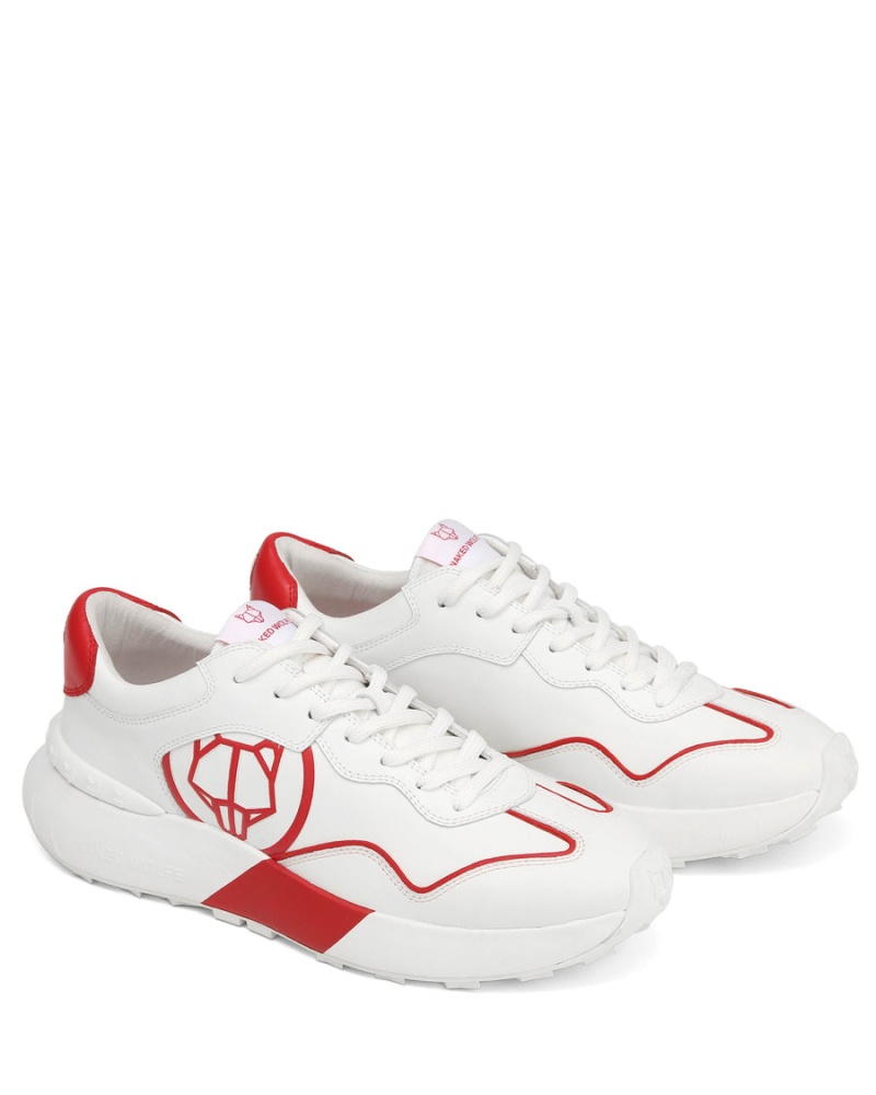 Naked Wolfe Drought Sneakers Heren Wit Rood | QRS918GV