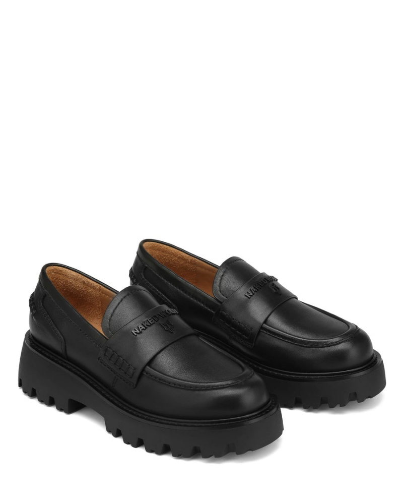 Naked Wolfe Flawed Leren Loafers Dames Zwart | SYA3161NQ