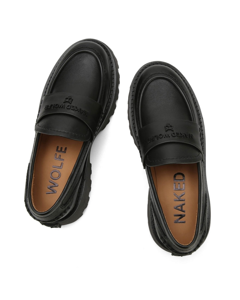 Naked Wolfe Flawed Leren Loafers Dames Zwart | SYA3161NQ