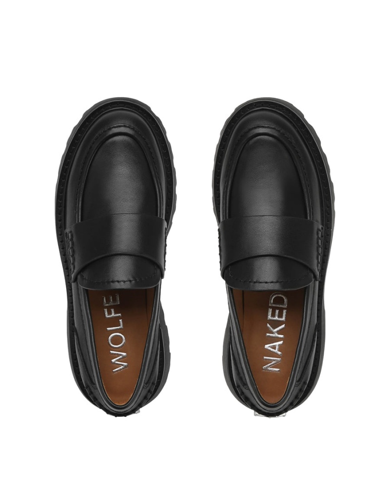 Naked Wolfe Flawless Leren Loafers Dames Zwart | MQQ1229SB