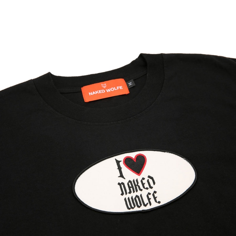 Naked Wolfe I Love T-shirts Heren Zwart | SJO3284QT