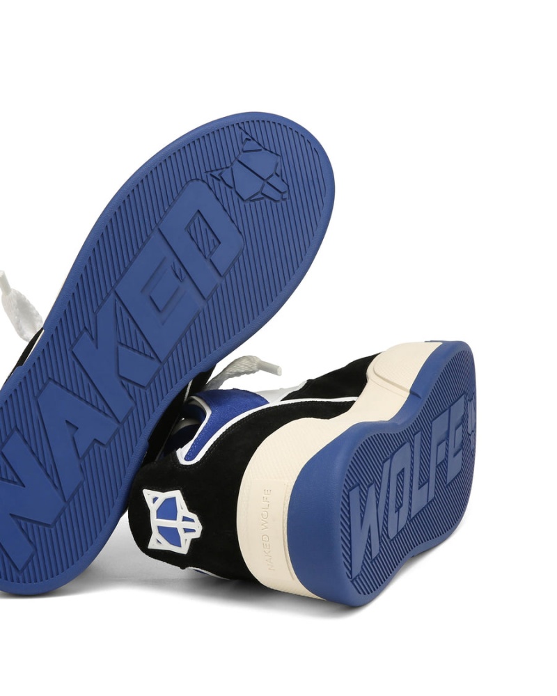 Naked Wolfe Kash Nubuck Leren Sneakers Heren Blauw Zwart Wit | WLE9841LZ