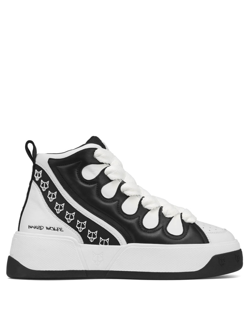 Naked Wolfe King Leren Sneakers Heren Zwart Wit | NNO1636CF