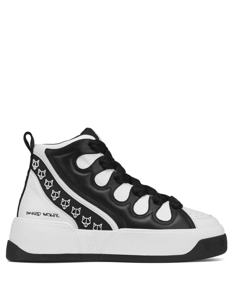 Naked Wolfe King Leren Sneakers Heren Zwart Wit | NNO1636CF