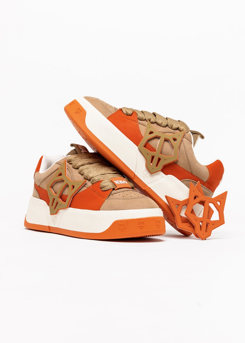 Naked Wolfe Kosa Sneakers Heren Khaki Oranje Wit | ERG8639UV