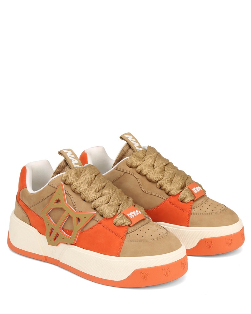 Naked Wolfe Kosa Sneakers Heren Khaki Oranje Wit | ERG8639UV