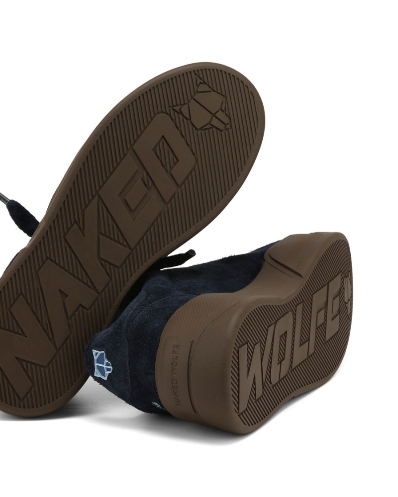 Naked Wolfe Kray Hairy Cow Suede Sneakers Heren Donkerblauw | WUH3187FB