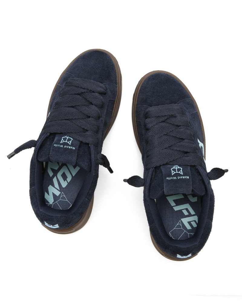 Naked Wolfe Kray Hairy Cow Suede Sneakers Heren Donkerblauw | WUH3187FB