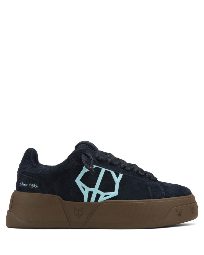 Naked Wolfe Kray Hairy Cow Suede Sneakers Heren Donkerblauw | WUH3187FB