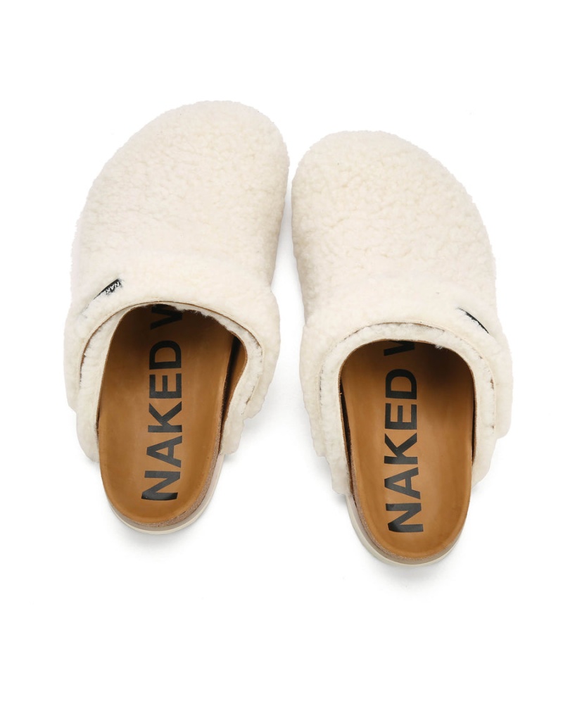 Naked Wolfe Malta Shearling Pantoffels Heren Wit Khaki | BUR8647XU