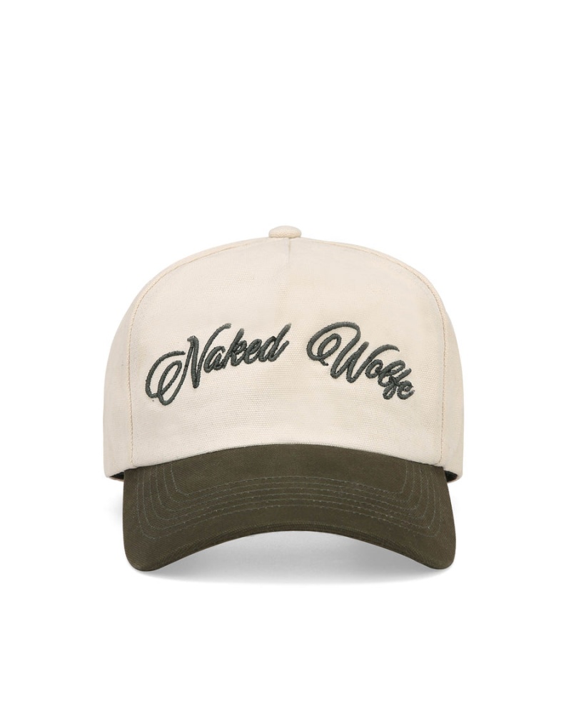 Naked Wolfe Signature Unconstructed Caps Heren Beige Wit Groen | UPQ6897PW