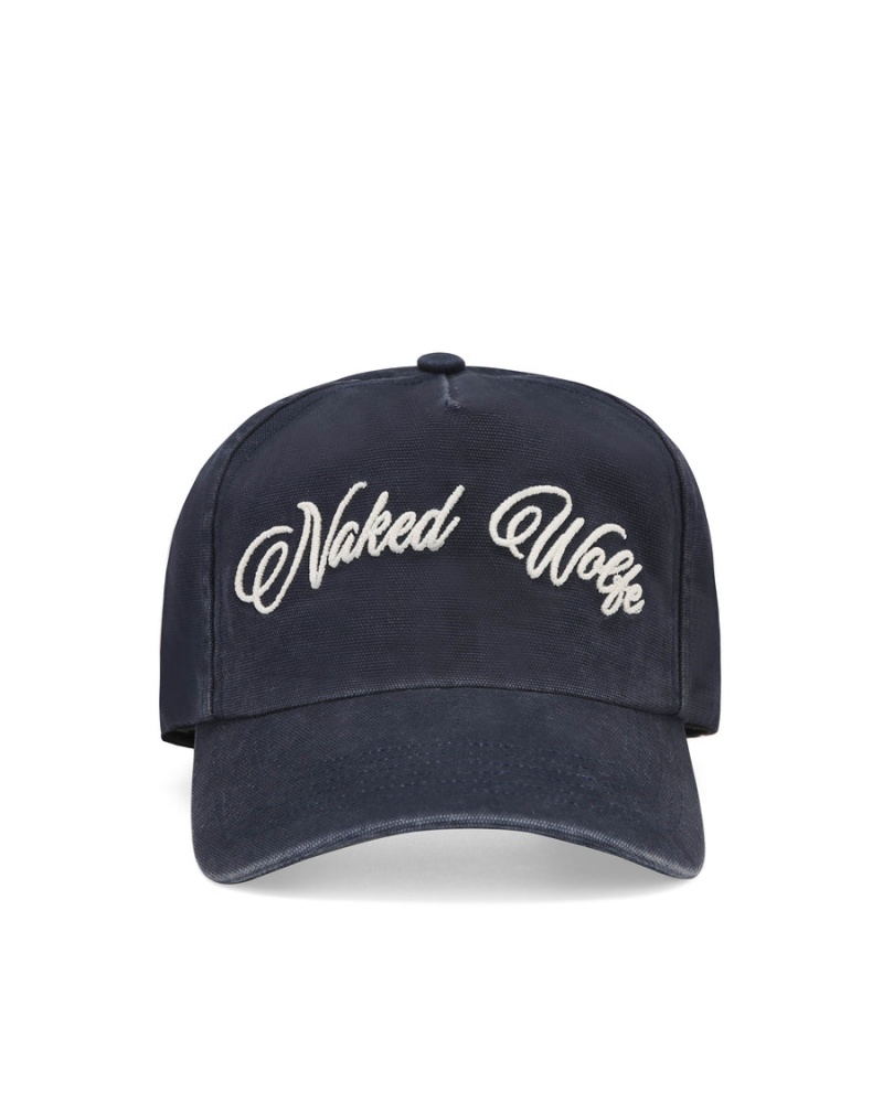 Naked Wolfe Signature Unconstructed Washed Caps Heren Donkerblauw | PZB9066OH