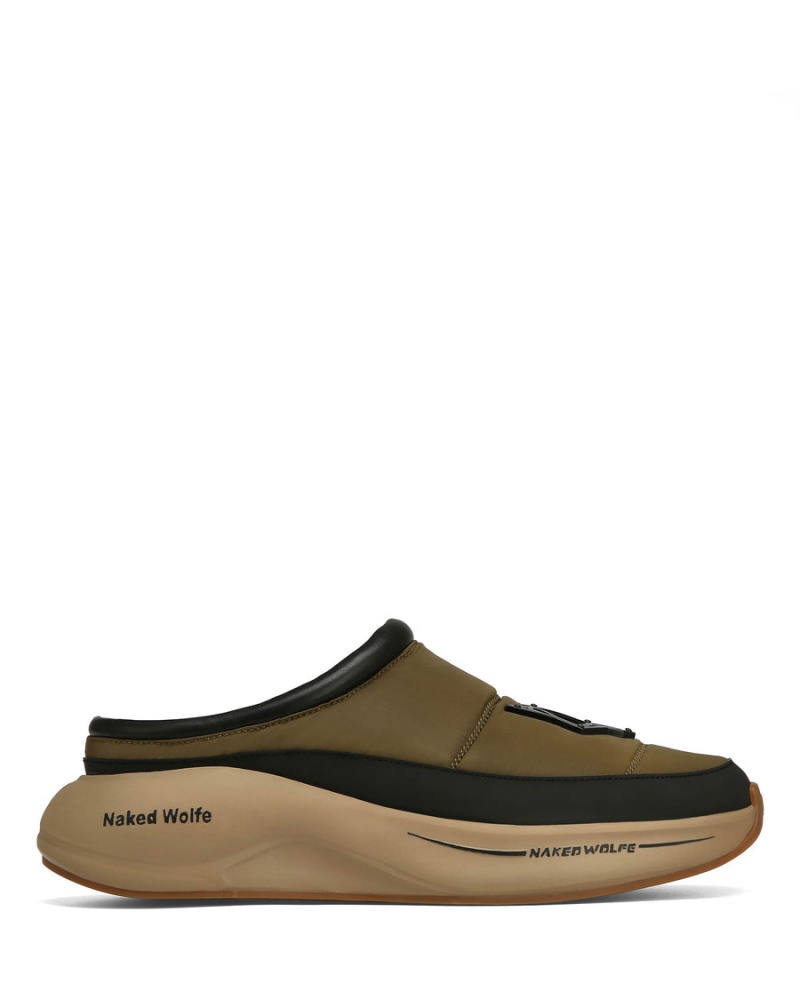 Naked Wolfe Tide Pantoffels Heren Khaki Zwart | YWH6532UQ