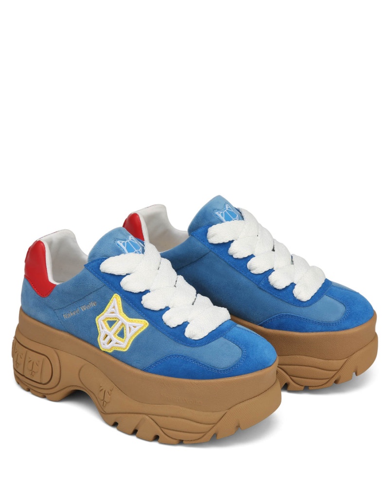 Naked Wolfe Warrior Velvet Sneakers Dames Blauw Rood | BLD1140DQ