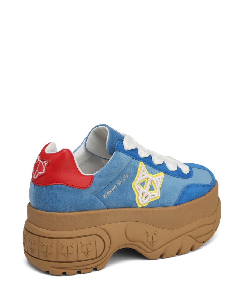 Naked Wolfe Warrior Velvet Sneakers Dames Blauw Rood | BLD1140DQ