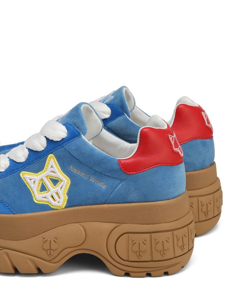 Naked Wolfe Warrior Velvet Sneakers Dames Blauw Rood | BLD1140DQ