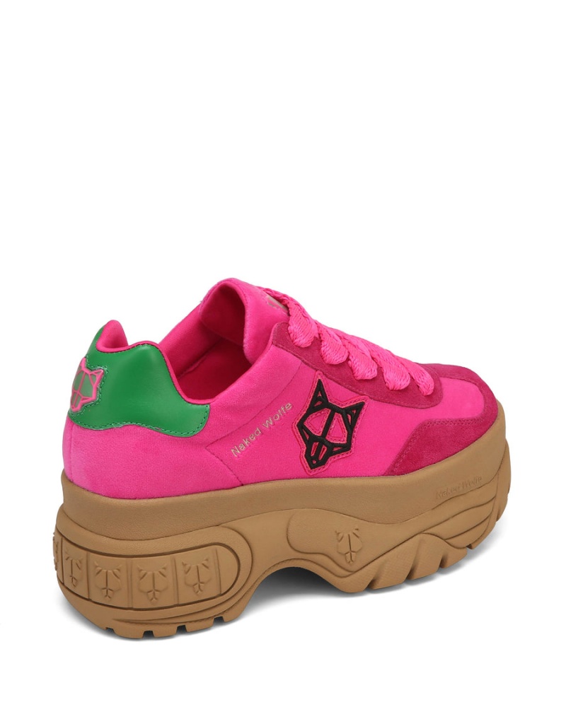 Naked Wolfe Warrior Velvet Sneakers Dames Roze Groen | NVB1337UJ