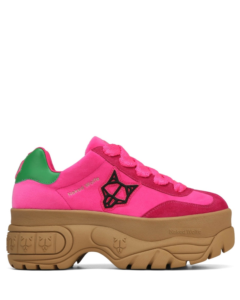 Naked Wolfe Warrior Velvet Sneakers Dames Roze Groen | NVB1337UJ