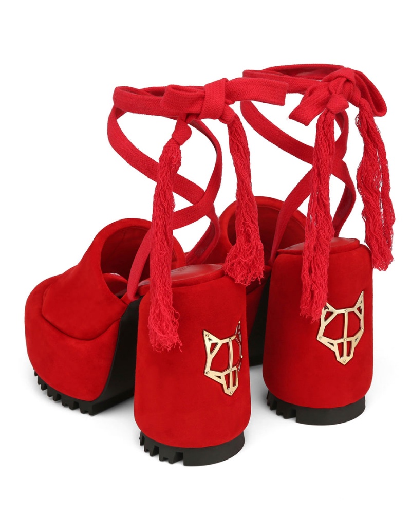 Naked Wolfe Wonder Suede Hakken Sandalen Dames Rood | YCM6173GQ